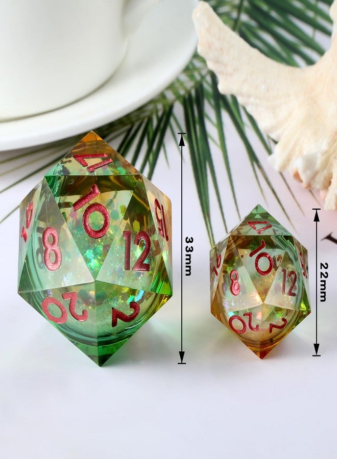 DNDND Liquid Dice D20 33mm,DNDND Glitter and Paillette Liquid 20 Sided Dice with Gorgeous Gift Box for Dungeons and Dragons (Lilac) - Image 3